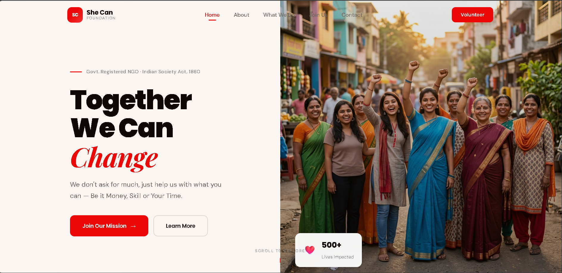 She Can Foundation Website screenshot